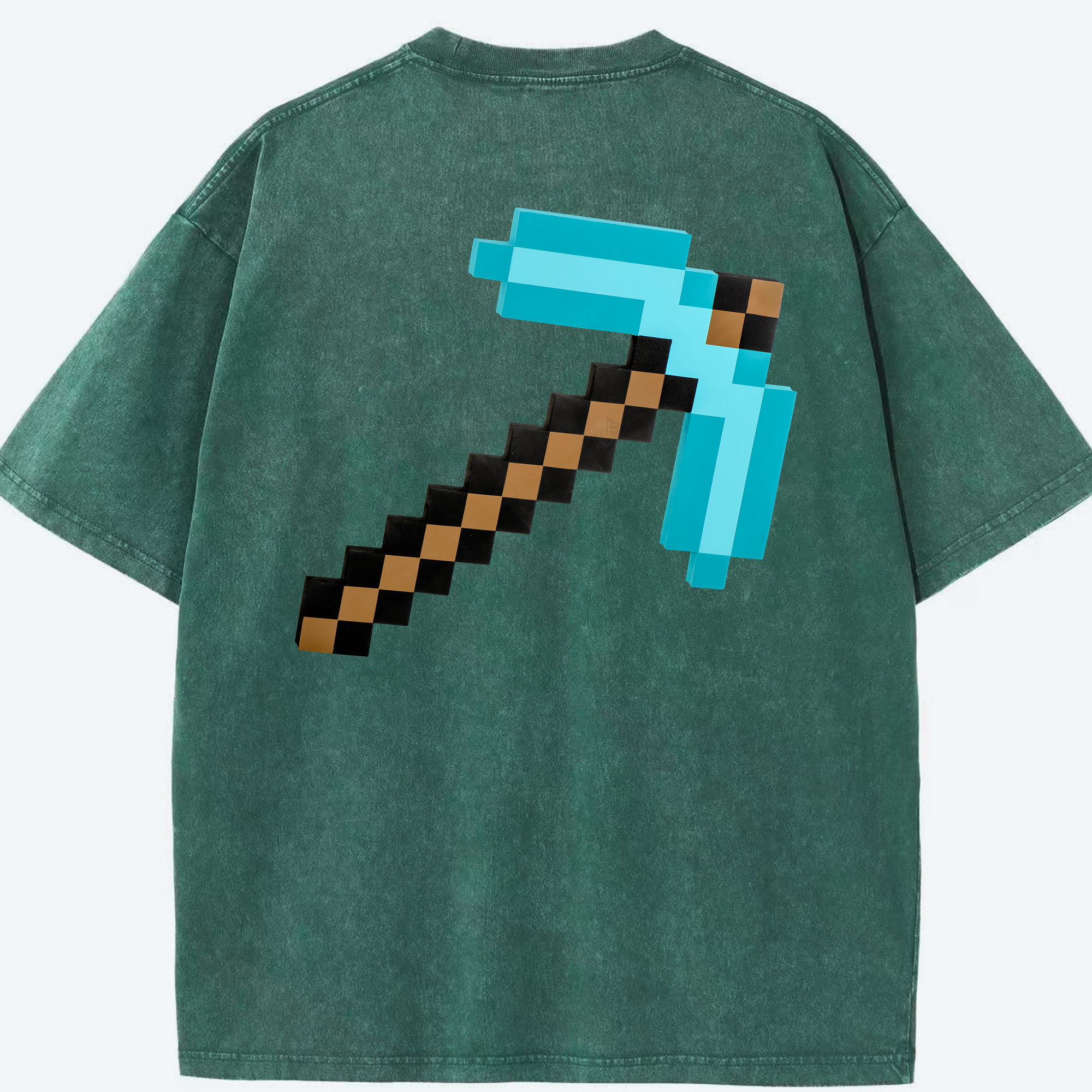 （画像用） マインクラフト ブロックの世界 Minecraft MC Block world 綿100% ヴィンテージ風 半袖Tシャツ（背面プリント）